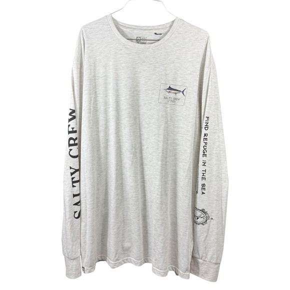 Salty Crew Shirt Mens 2XL Gray Long Sleeve Premium Technical Tee UPF 40+ Fishing - Picture 1 of 7